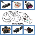 Engine wiring harness stand-alone with multiple color-coded connectors and wire loom