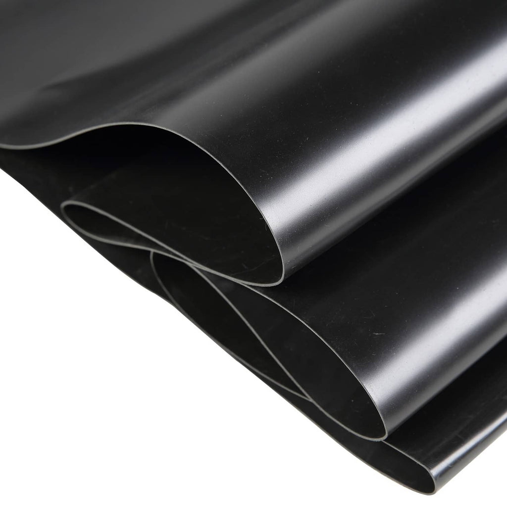 Rolled black EPDM pond liner with curved edge opening detail