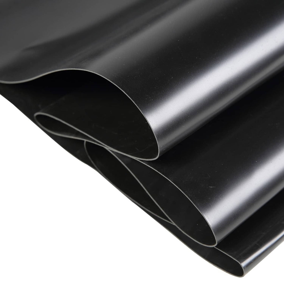 Rolled black EPDM pond liner with curved edge opening detail