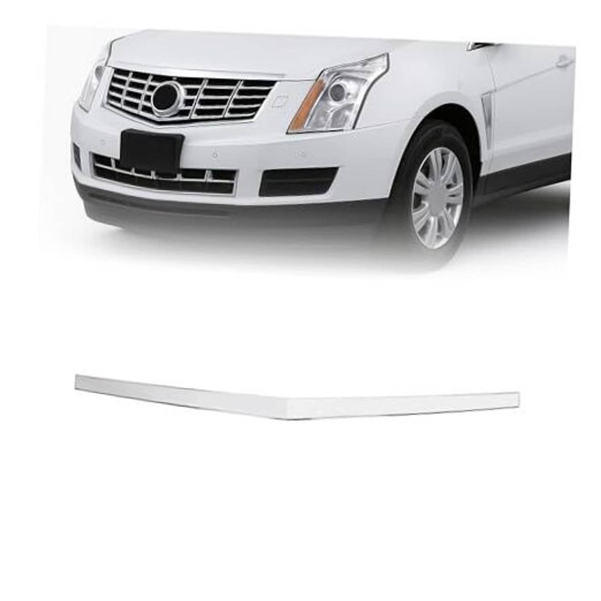 Chrome front hood upper molding trim strip, light silver finish
