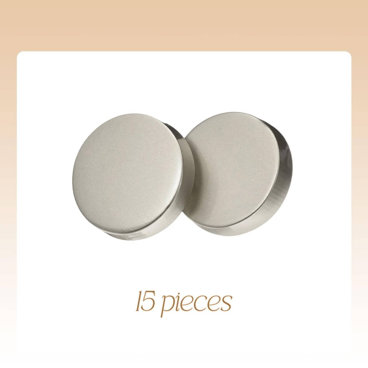Pair of matte silver round buttons showing front and back shanks