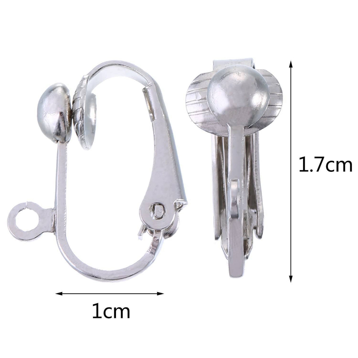 Silver-tone clip-on earring converter with hinged clasp and small ring loop