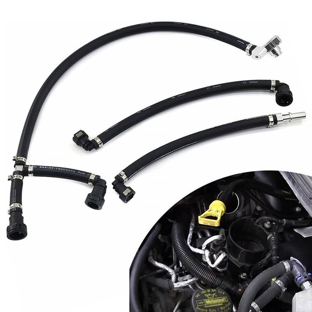 Set of black braided bypass hoses with connectors and one metal fitting end