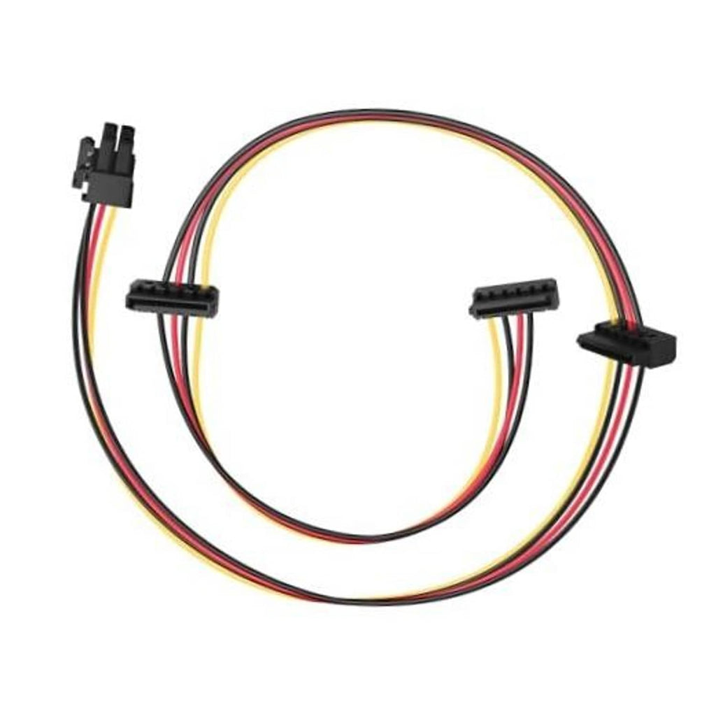 SATA power splitter cable with multi-color wires and 4-pin to 15-pin connectors