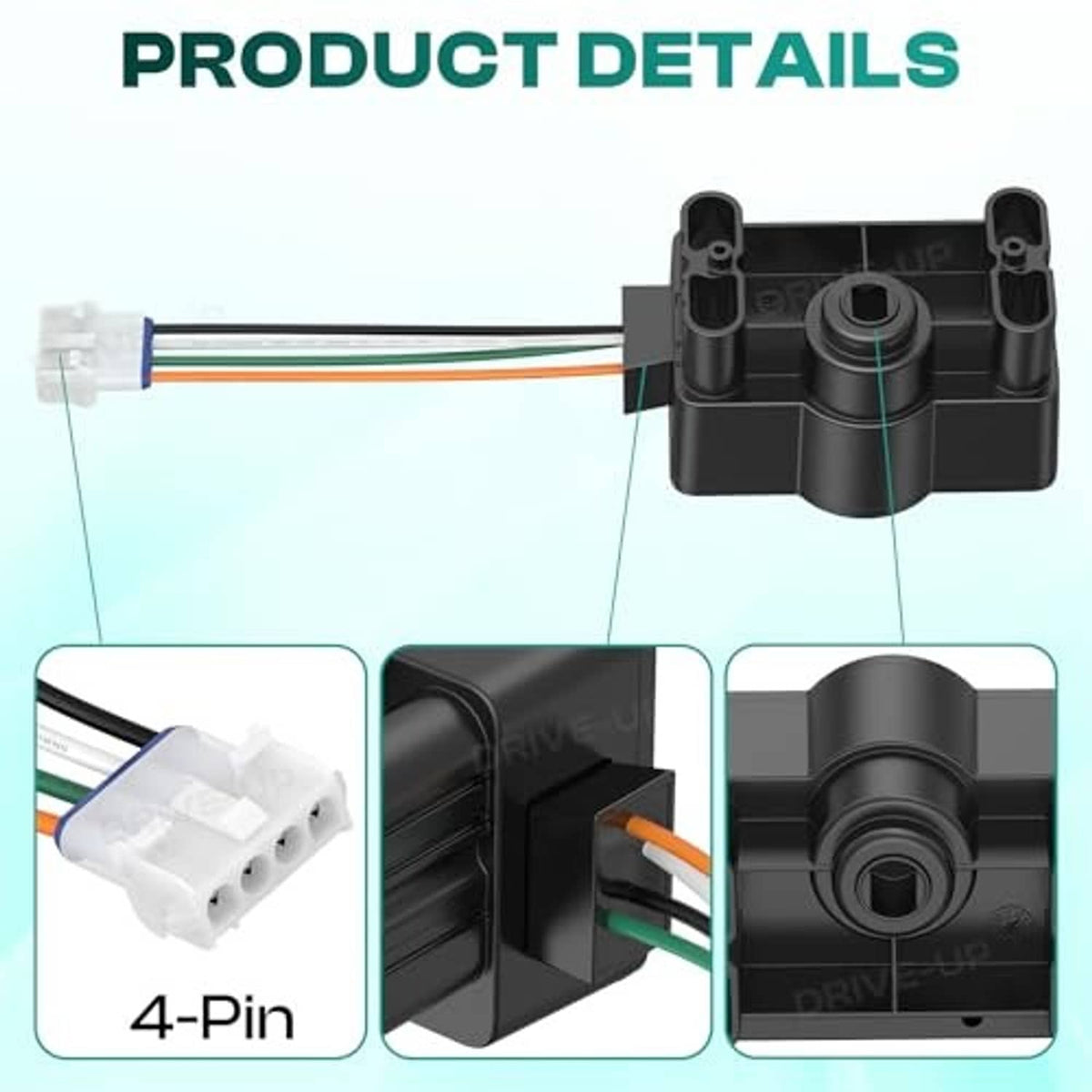 Black accelerator input sensor module with 4-pin connector and multicolor wire leads