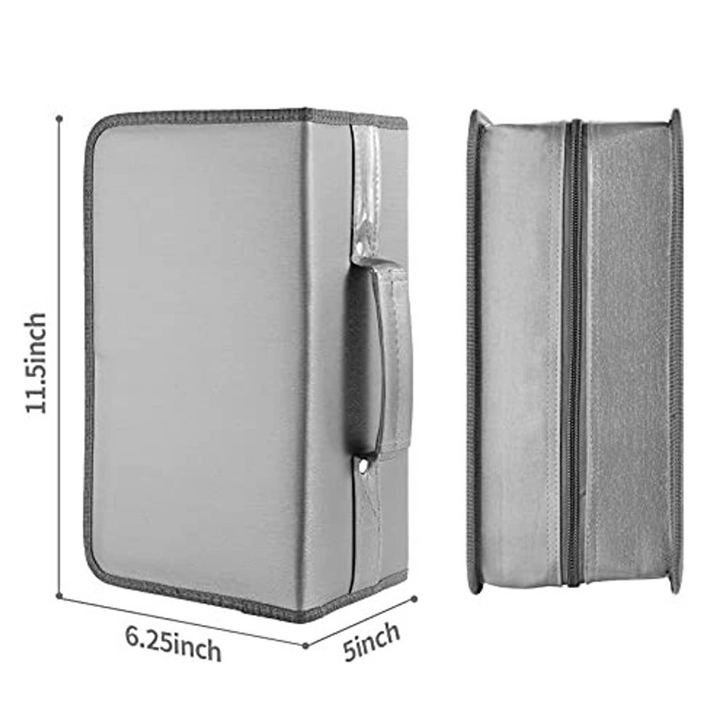 Grey nylon CD/DVD case with side zipper and fold-style outer shell, reinforced edges