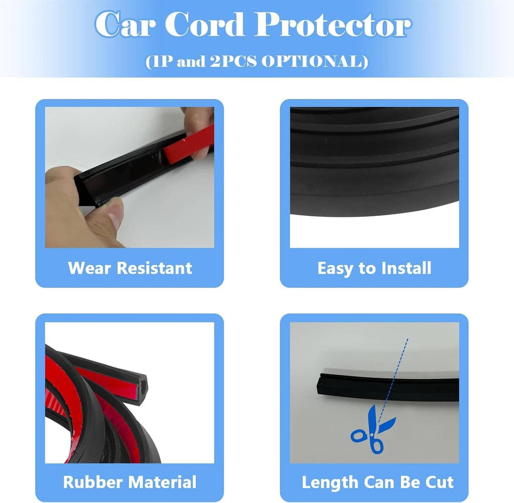 Black rubber wire protector, shown with wear-resistant and cut-to-length panels