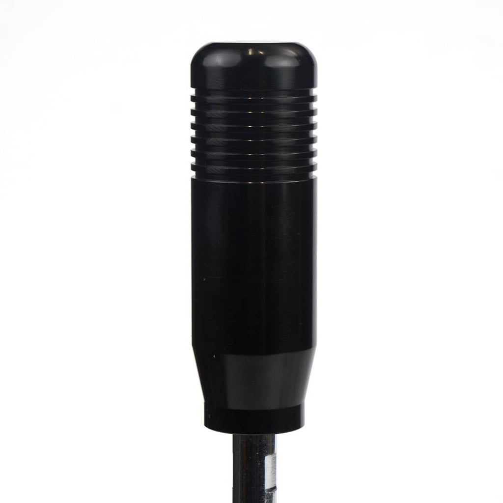 Close-up of black shift lever grip and chrome shaft for USB sequential shifter