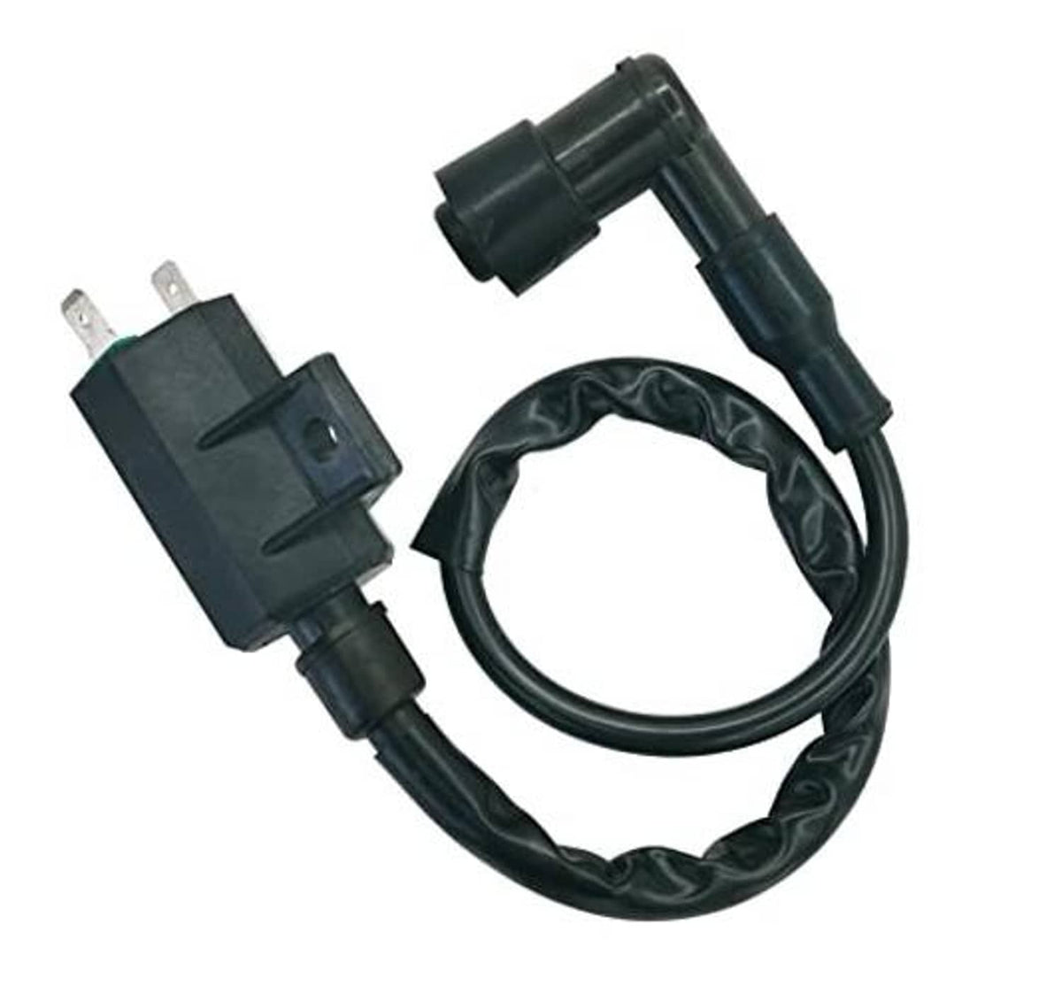 Black ignition wiring harness with two electrical relay units