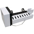 Ice maker replacement tray with black side brackets and white dispensing rack