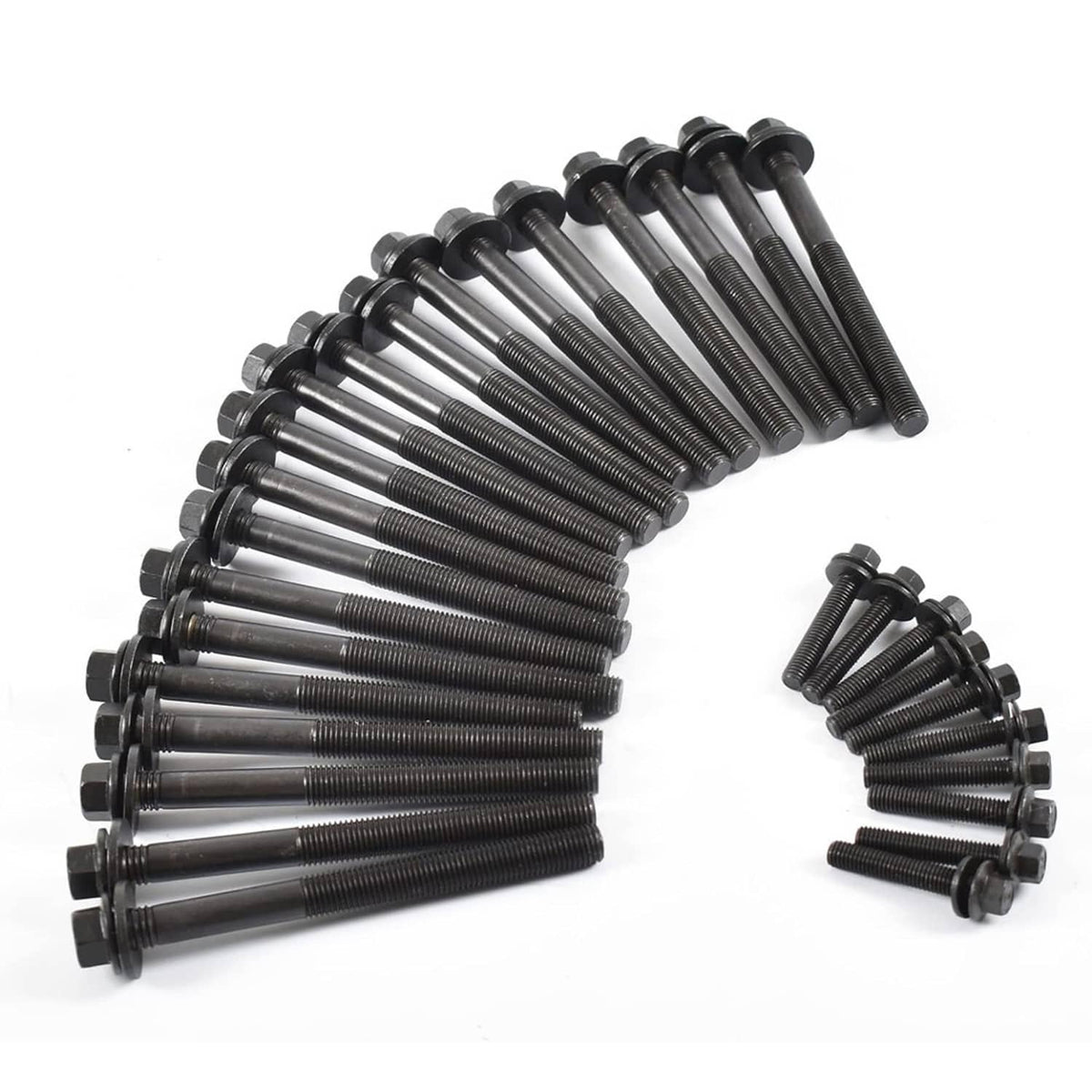 Engine overhaul pushrod set with long threaded rods, black and silver