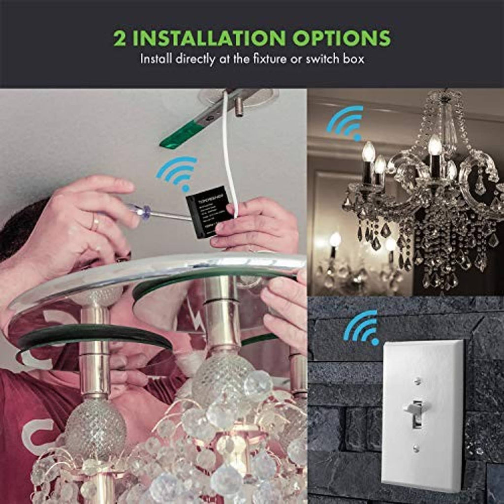 Wi‑Fi relay module installation near wiring with a white wall switch plate