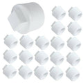 White PVC male threaded pipe end cap plugs, 3/4 inch, 20-pack