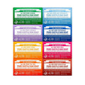 Stack of Dr. Bronner's Pure-Castile bar soaps in assorted colors