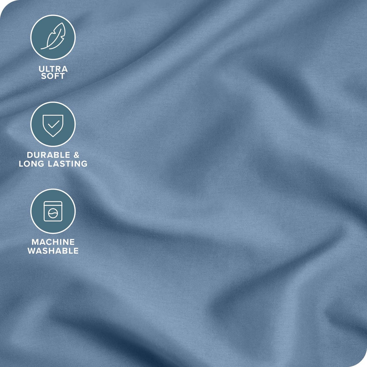 Light blue microfiber pillowcase fabric with smooth, tightly woven texture