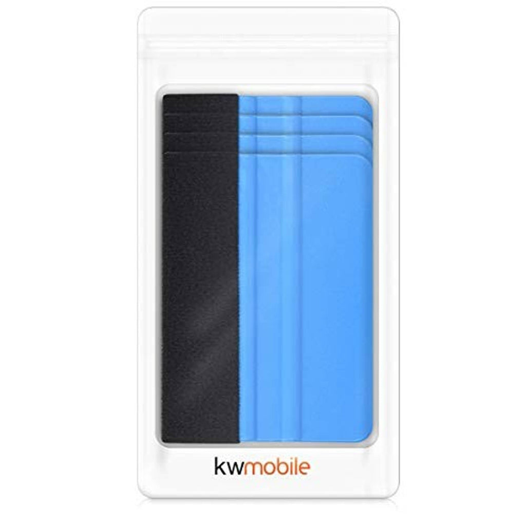 Plastic felt edge squeegees in retail package, blue and black felt pads