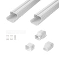White PVC mini split line set cover kit: two covers, end caps, connectors, screws