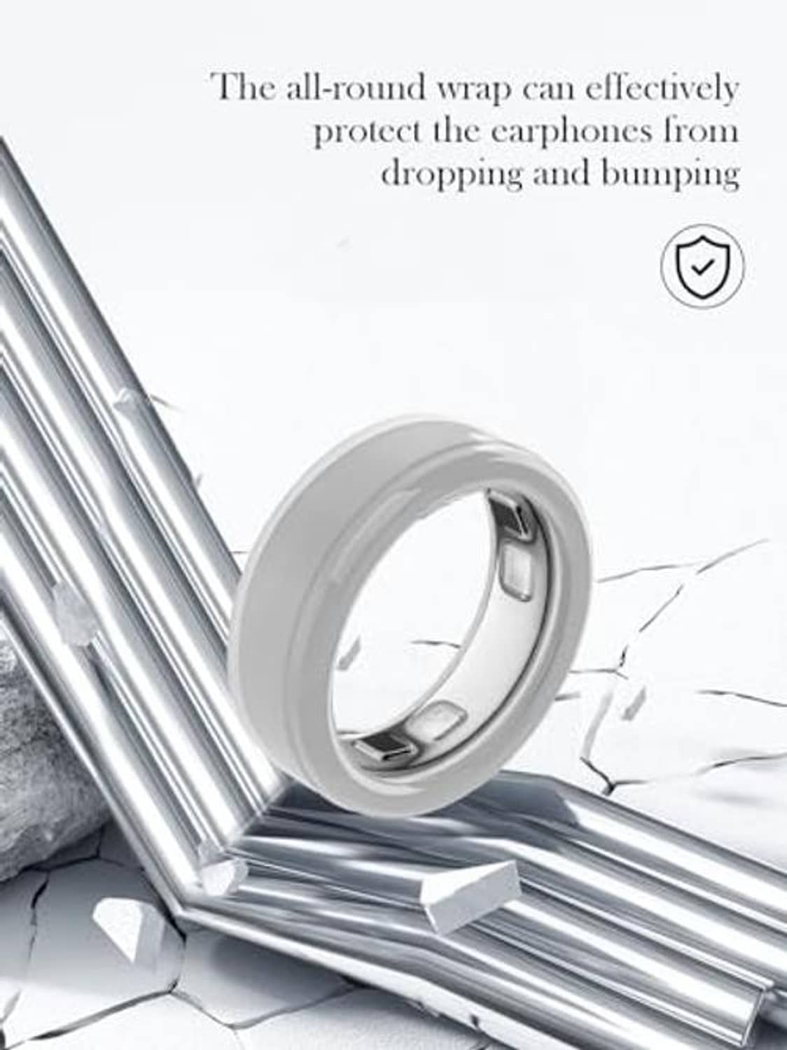 Light gray silicone ring protector with inner tab cutouts