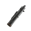 Front passenger-side headlight washer nozzle, black plastic with side hose ports