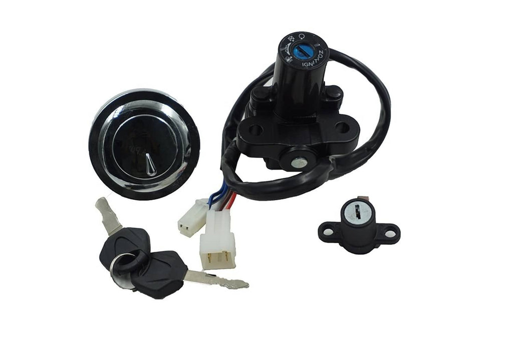 Ignition switch kit with fuel cap cover, ignition switch body, and keys