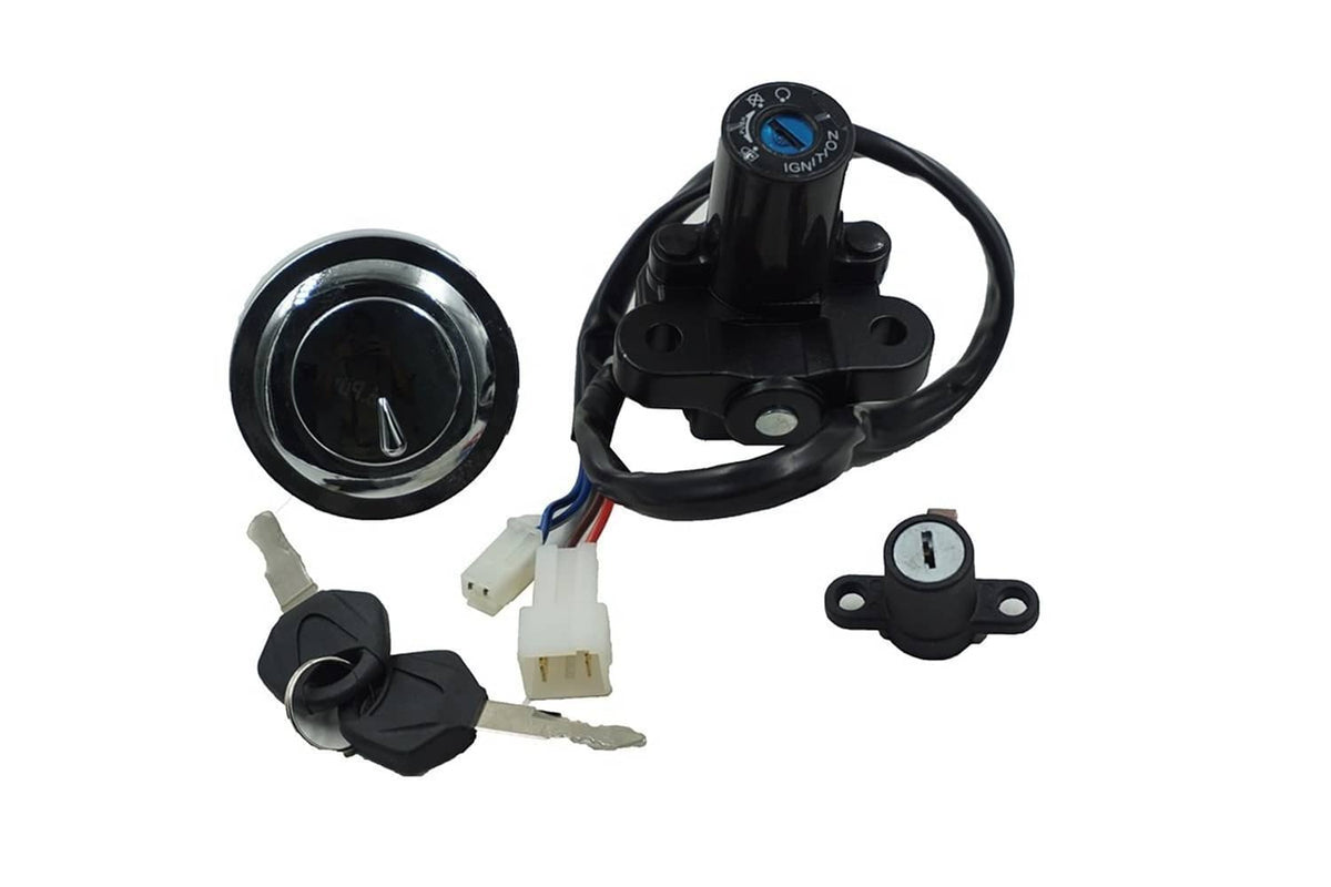 Ignition switch kit with fuel cap cover, ignition switch body, and keys