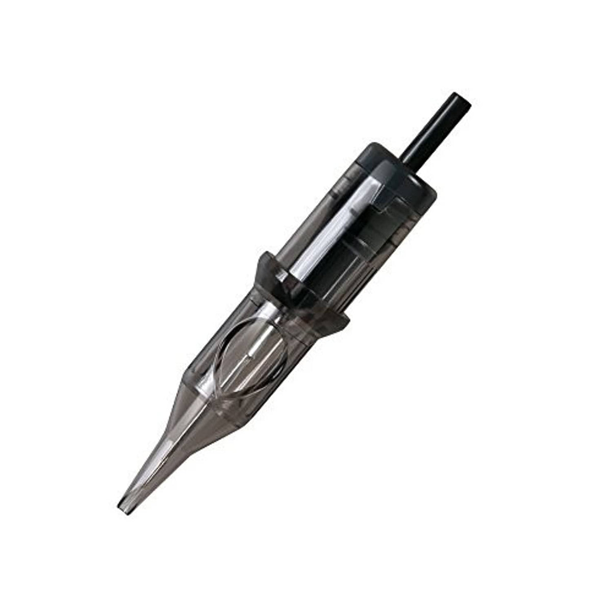 Dragonhawk Mast tattoo needle cartridge with exposed needle tip and clear internal chamber