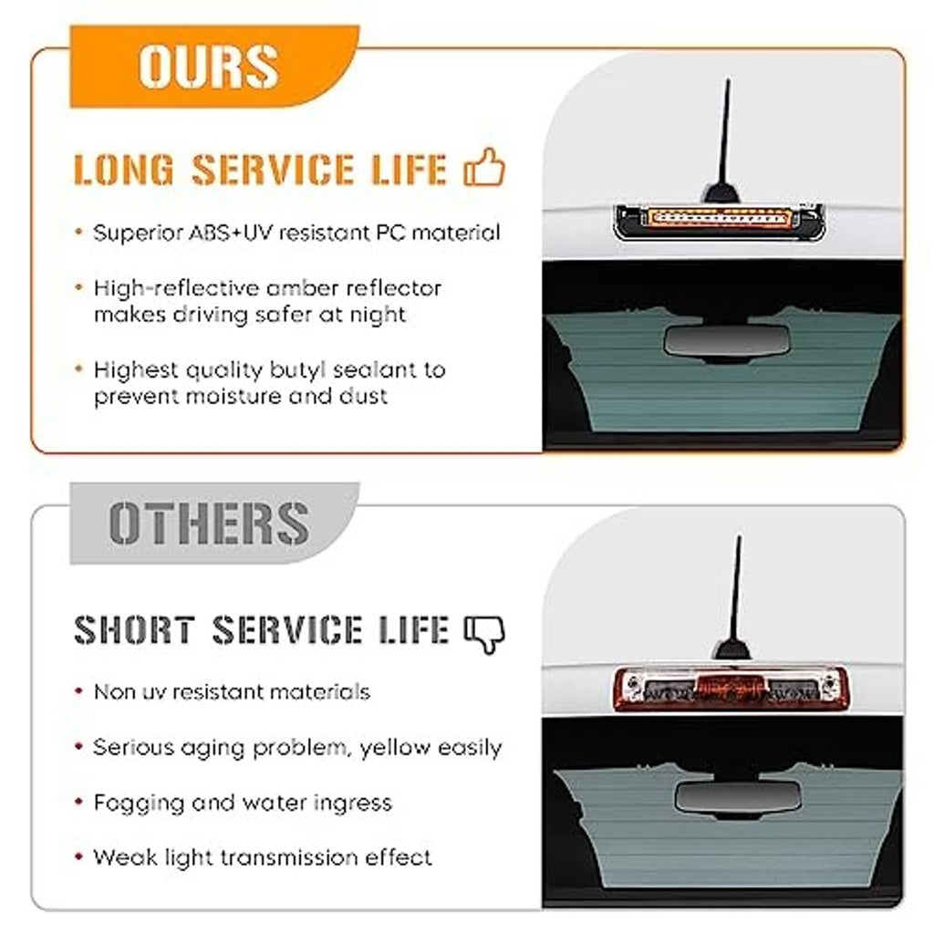 LED 3rd brake light diagram showing long service life and sealed ABS/UV construction