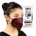 Maroon KN95 respirator face mask with ear loops for medium adults