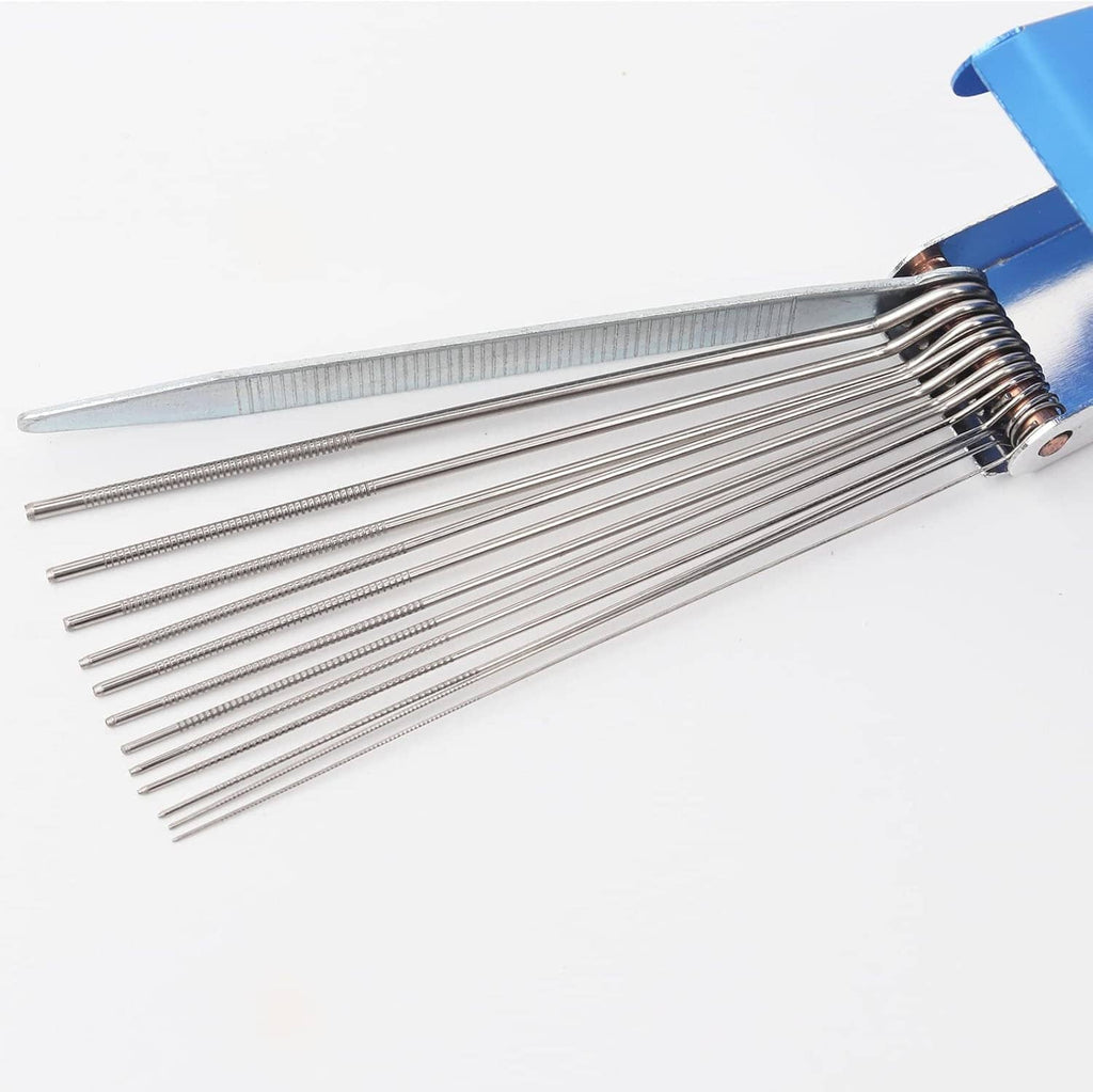 Stainless steel needle probes with blue guide case and straight cleaning tips