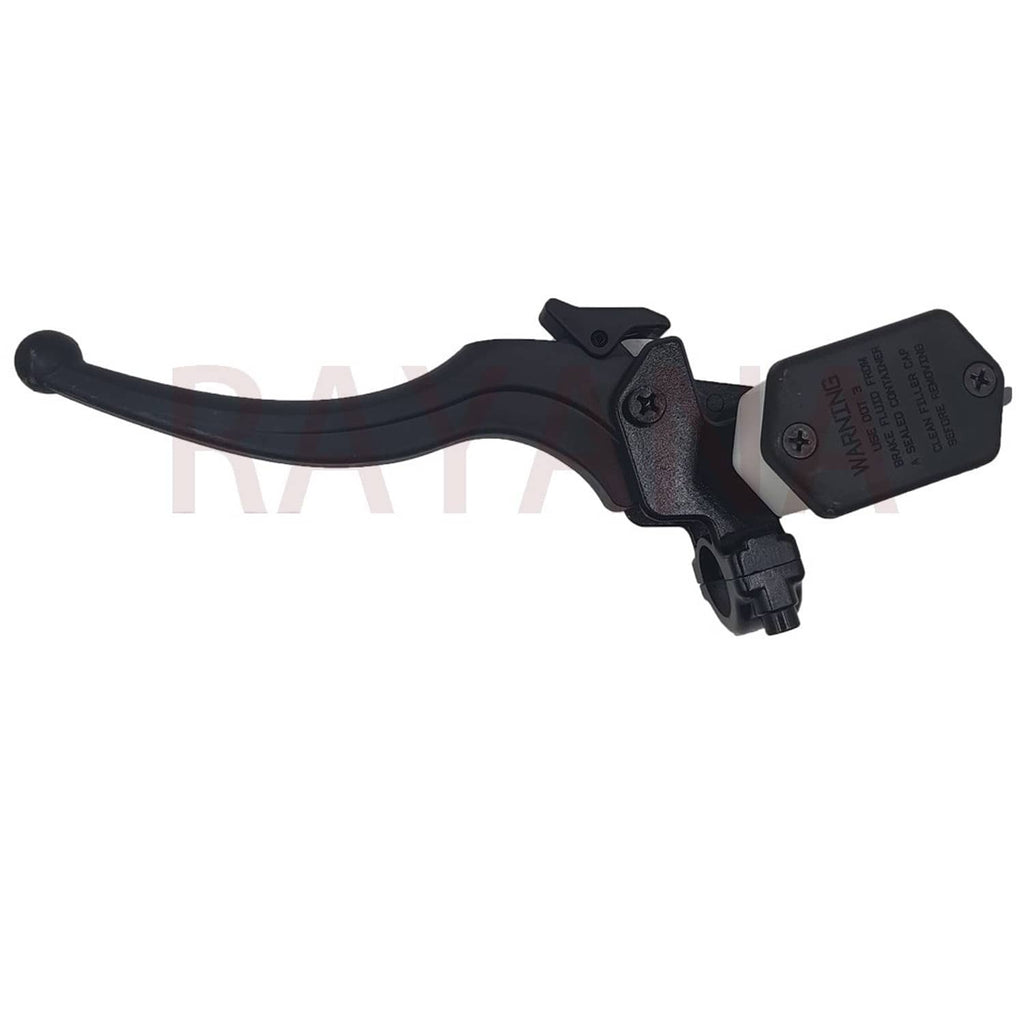 Brake master cylinder lever assembly with WARN label, black handle