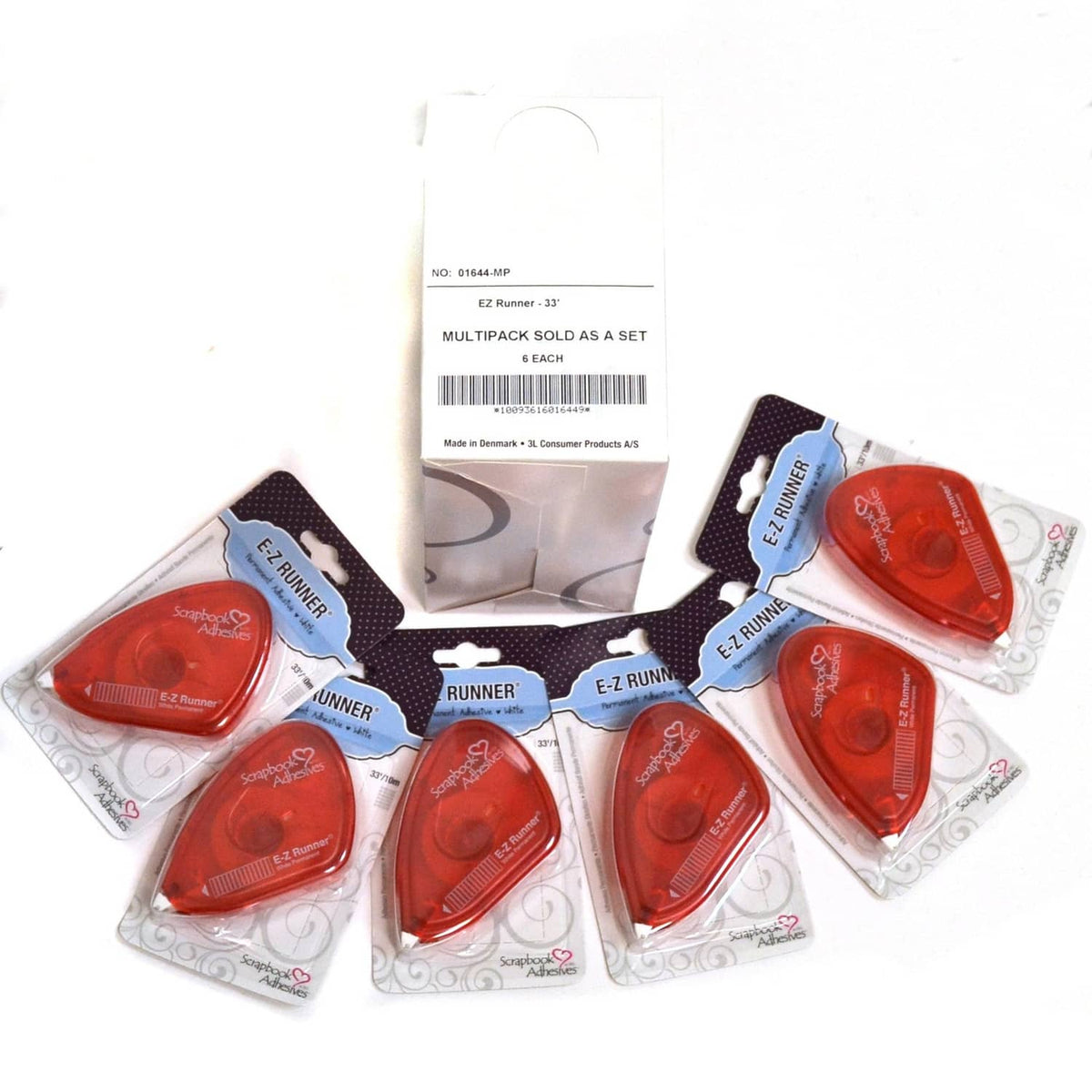 Red E-z Runner permanent adhesive refill dispensers in retail packaging set