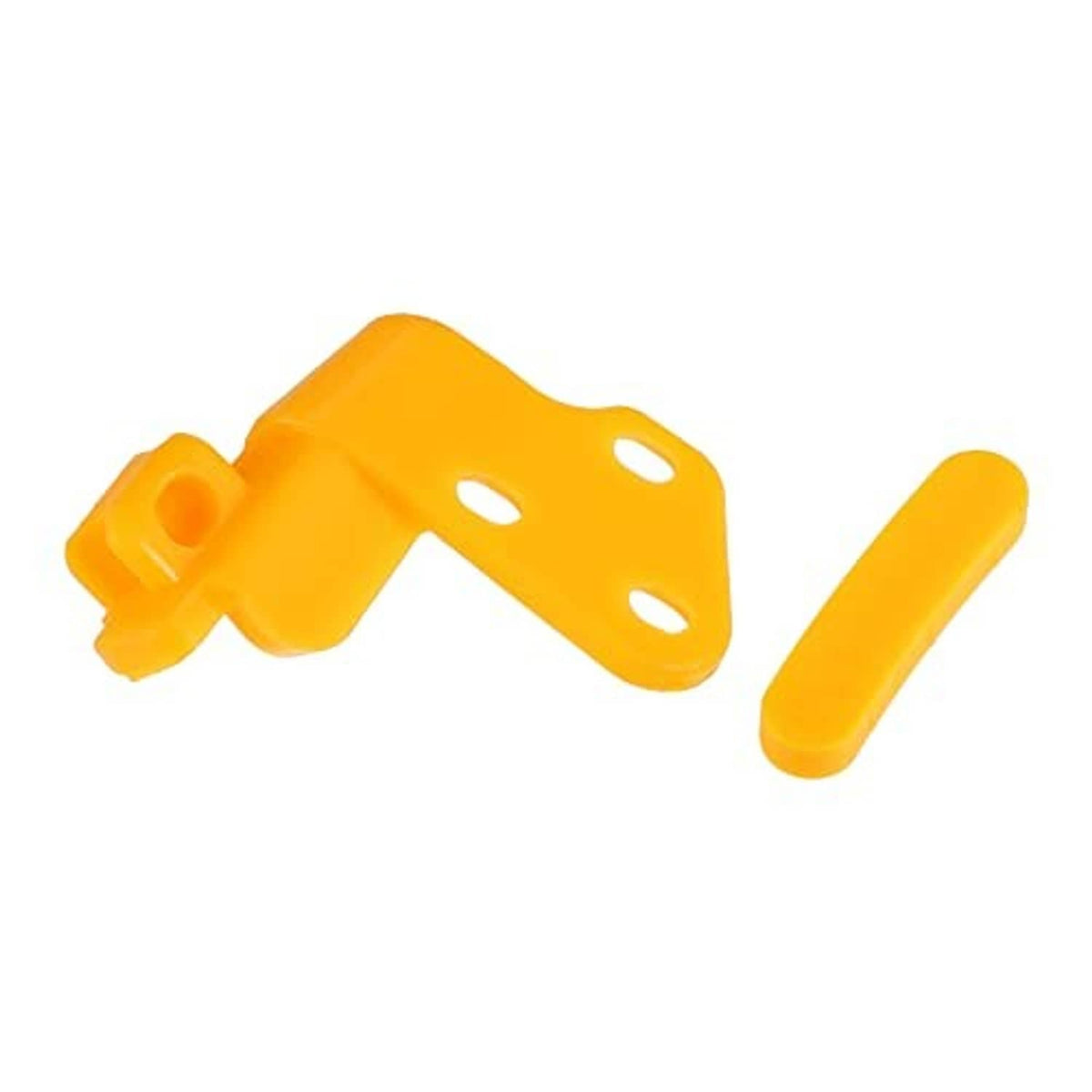 Orange plastic tire changer demount head insert clip with lever bar and mounting holes