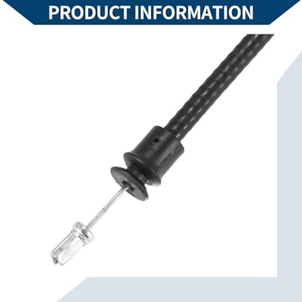 Black cable end with rubber grommet and metal shaft for hood release linkage