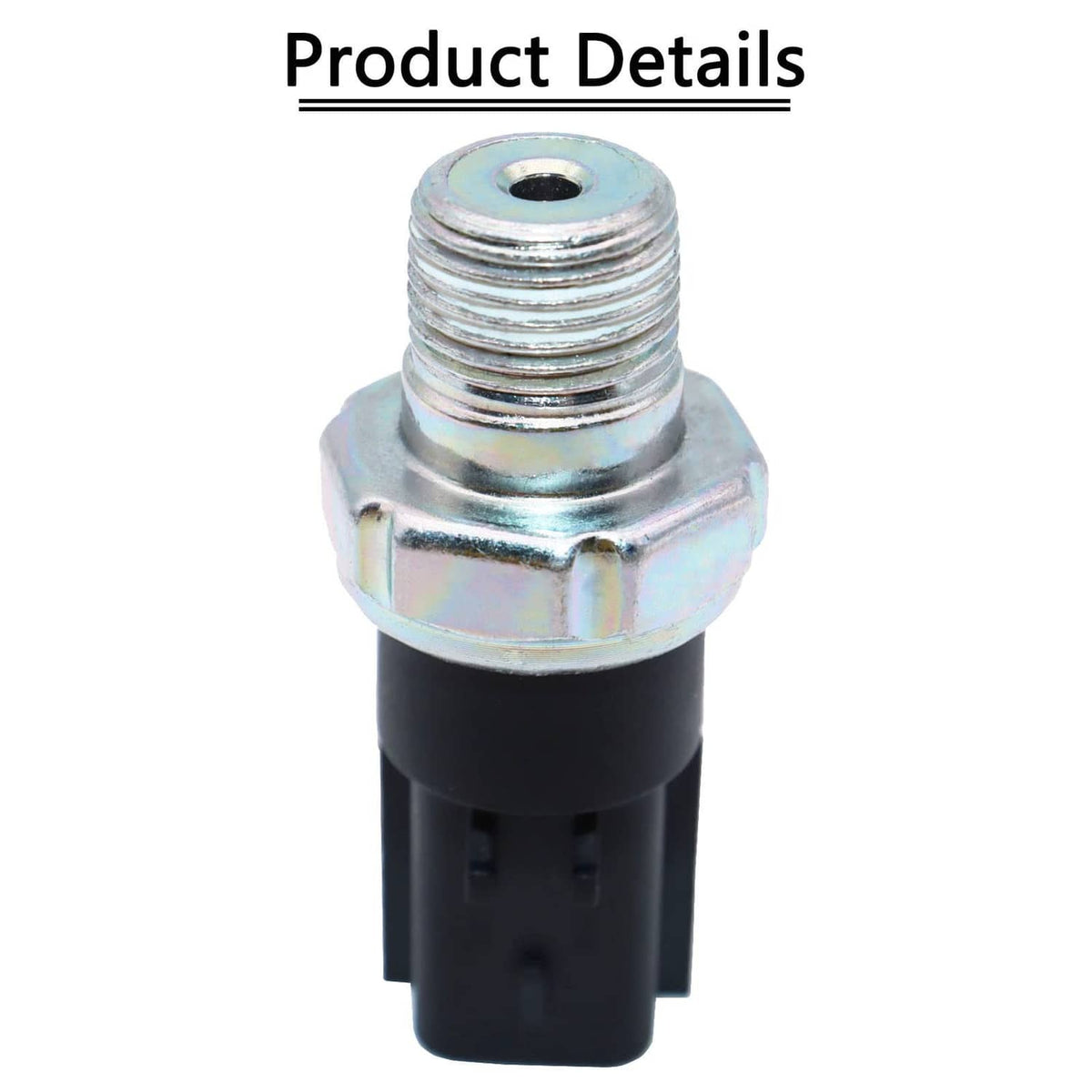 Engine oil pressure sensor with black body and silver hex mounting cap