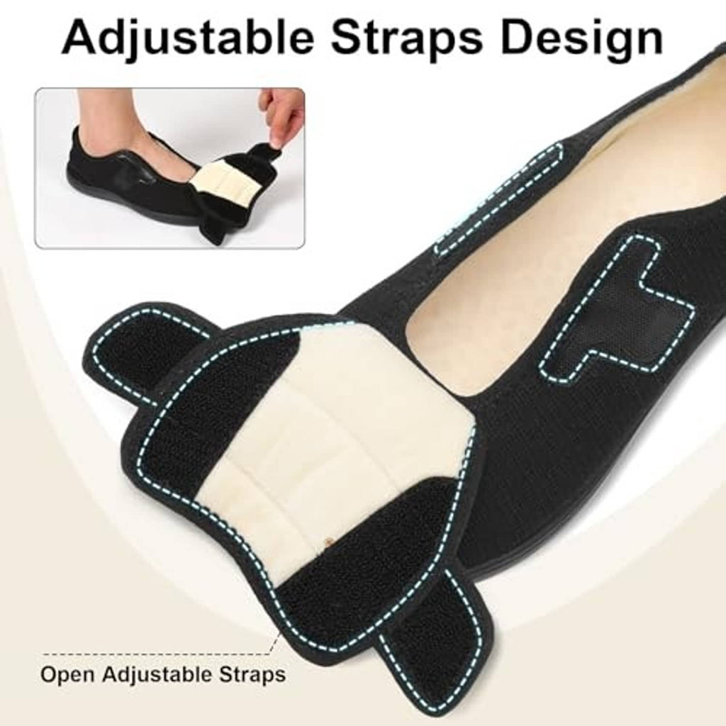 Black men's slippers with open adjustable straps and cushioned foot support