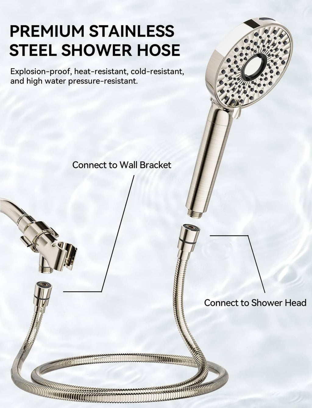 Magichome stainless steel shower hose set with overhead head and handheld connection