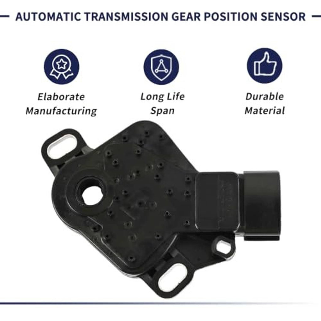 Black gear position sensor with textured mounting plate and cylindrical electrical connector