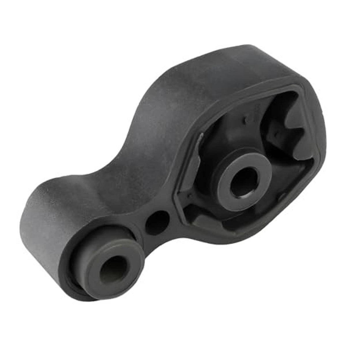 Rear torque strut engine mount bushing in dark gray/black, side view