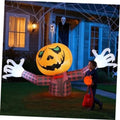 Inflatable 7-ft Halloween pumpkin ghost decoration with orange jack-o-lantern face, plaid outfit