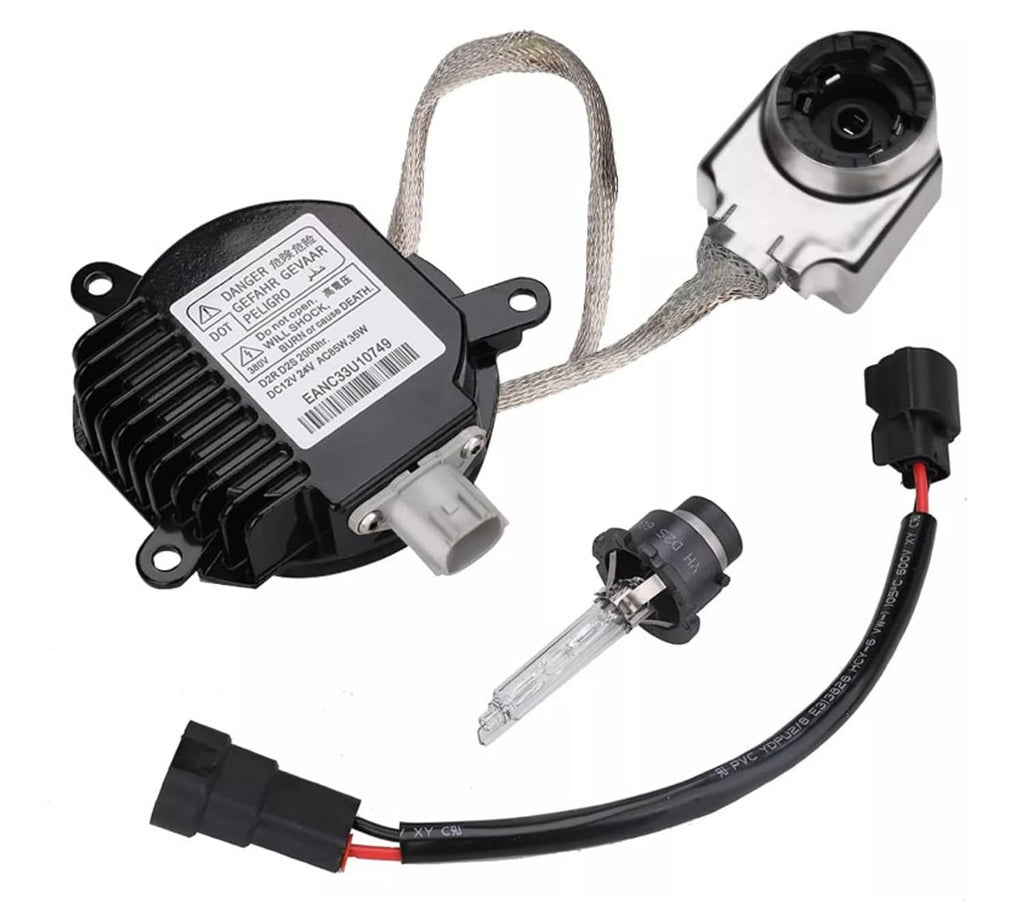 HID ballast and igniter assembly with D2S bulb and braided wiring harness