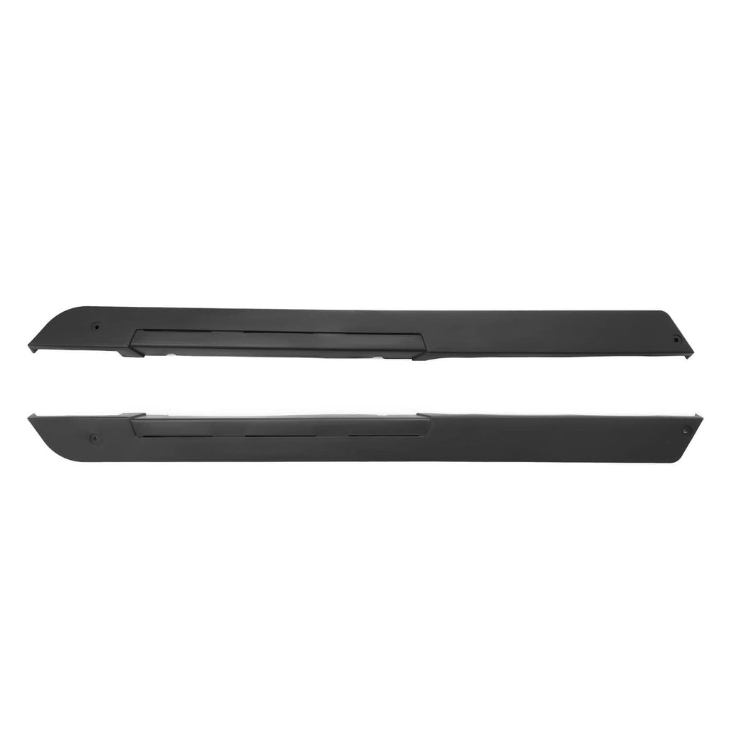 Black driver and passenger rocker panel set, top and bottom pieces shown.