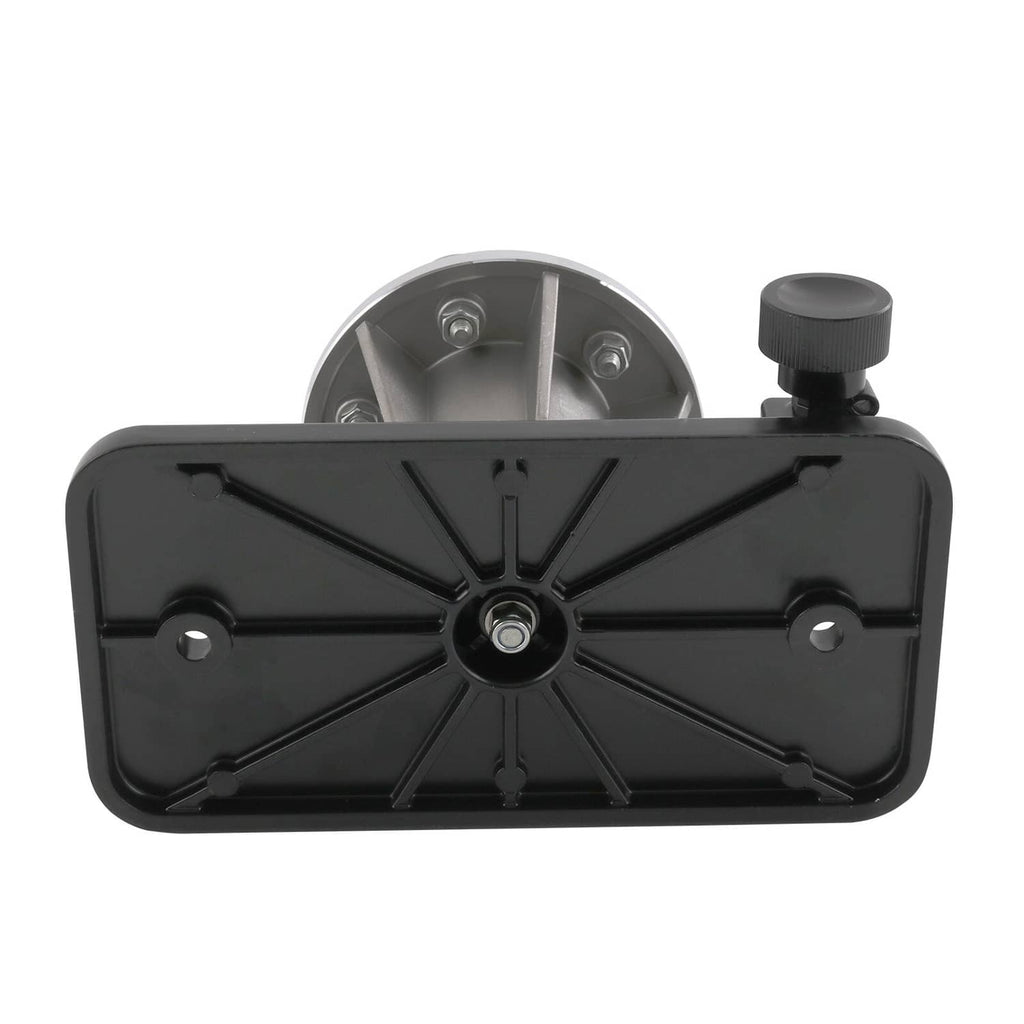 Black wall mount blade balancer cover with mounting wheel, cone post, and adjustment knob
