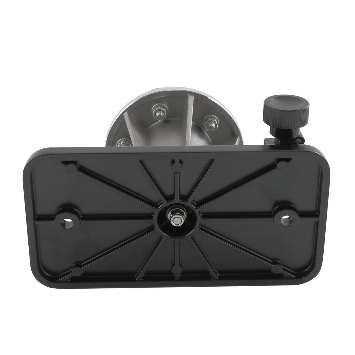 Black wall mount blade balancer cover with mounting wheel, cone post, and adjustment knob