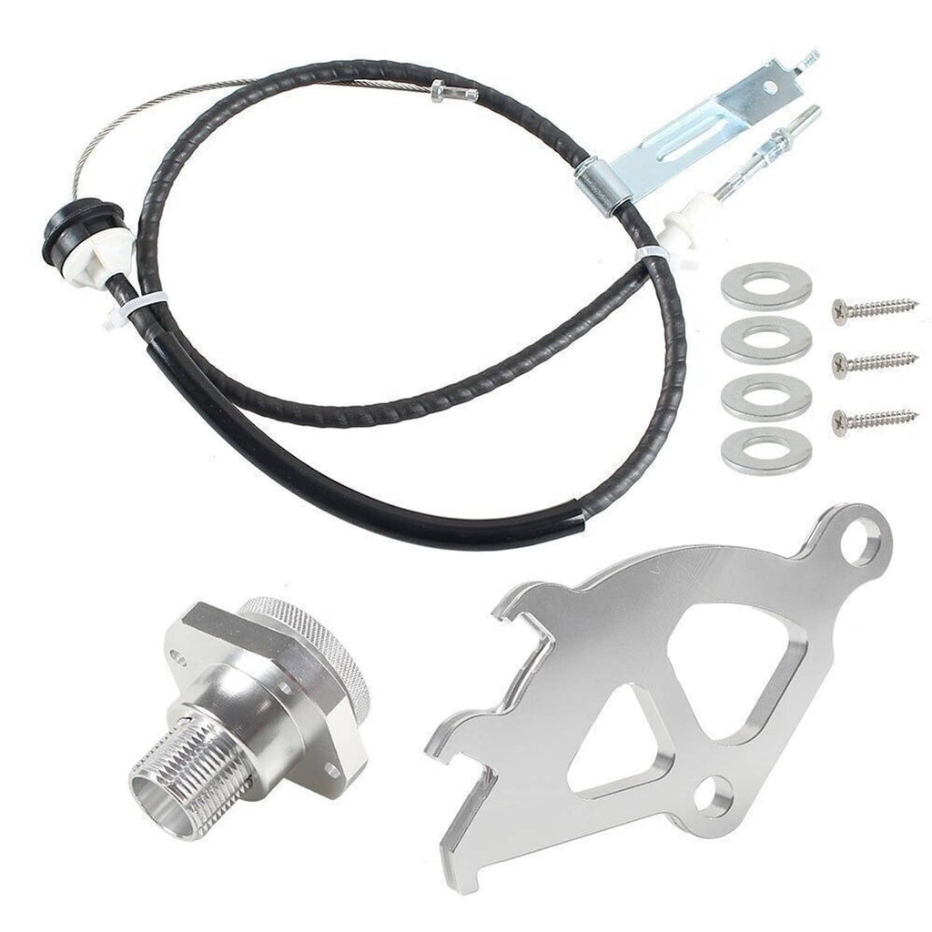 Clutch cable quadrant and firewall adjuster kit with black cable, regulator, bracket, washers, screws