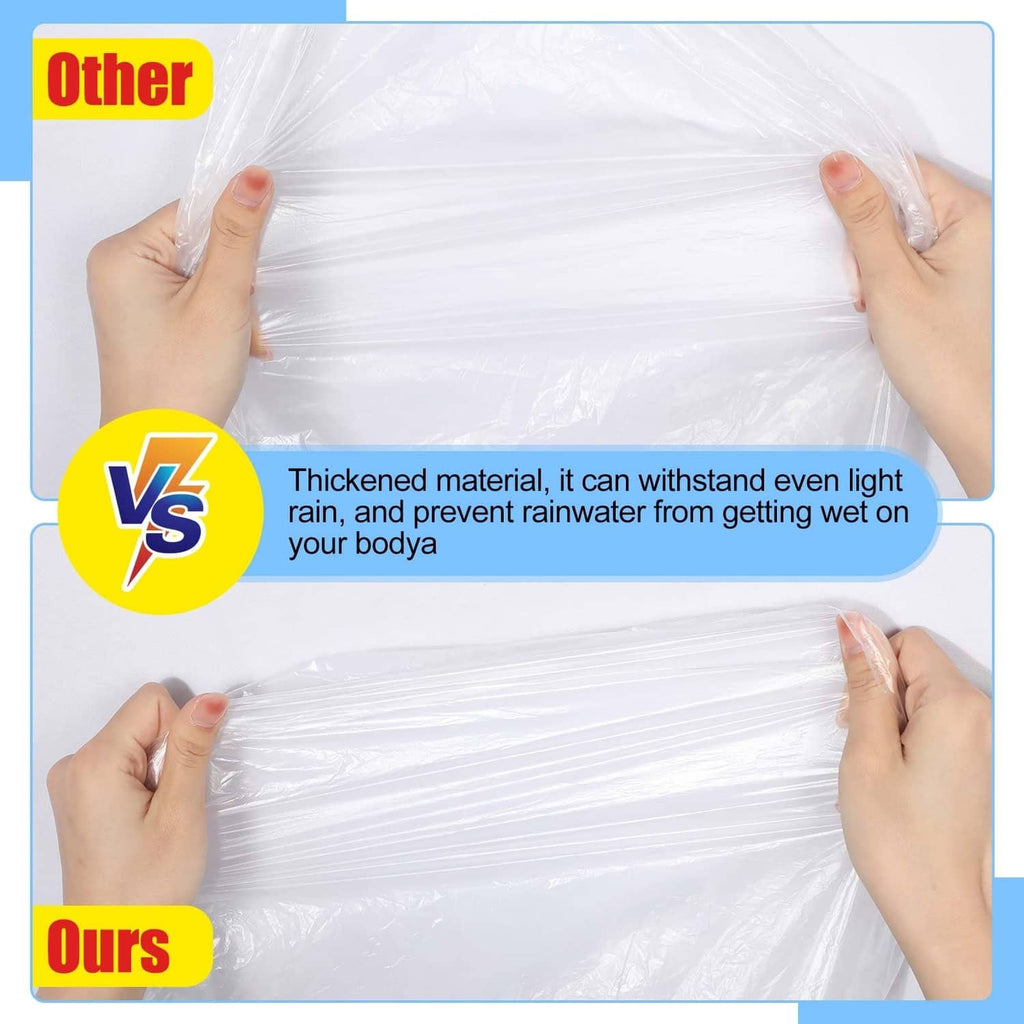 White disposable rain poncho sheet, held open to show smooth lightweight material