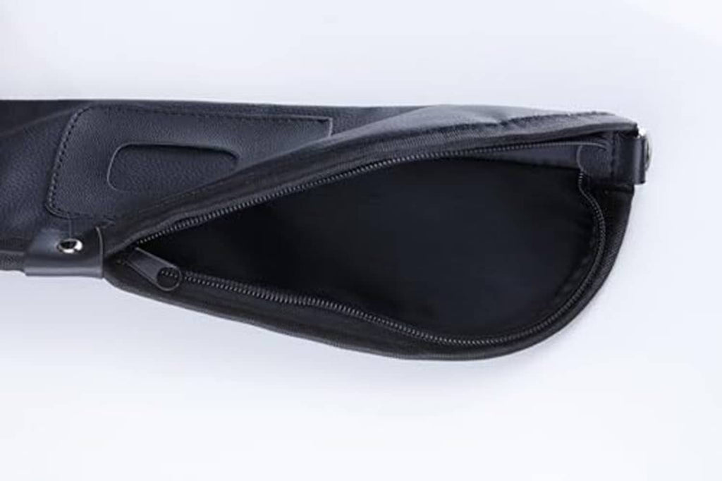 Black zippered cue compartment with smooth inner lining