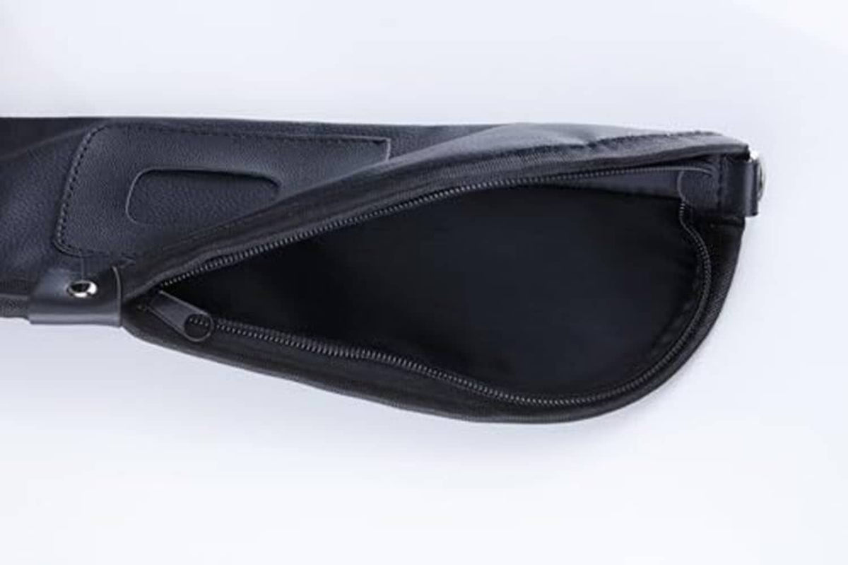 Black zippered cue compartment with smooth inner lining