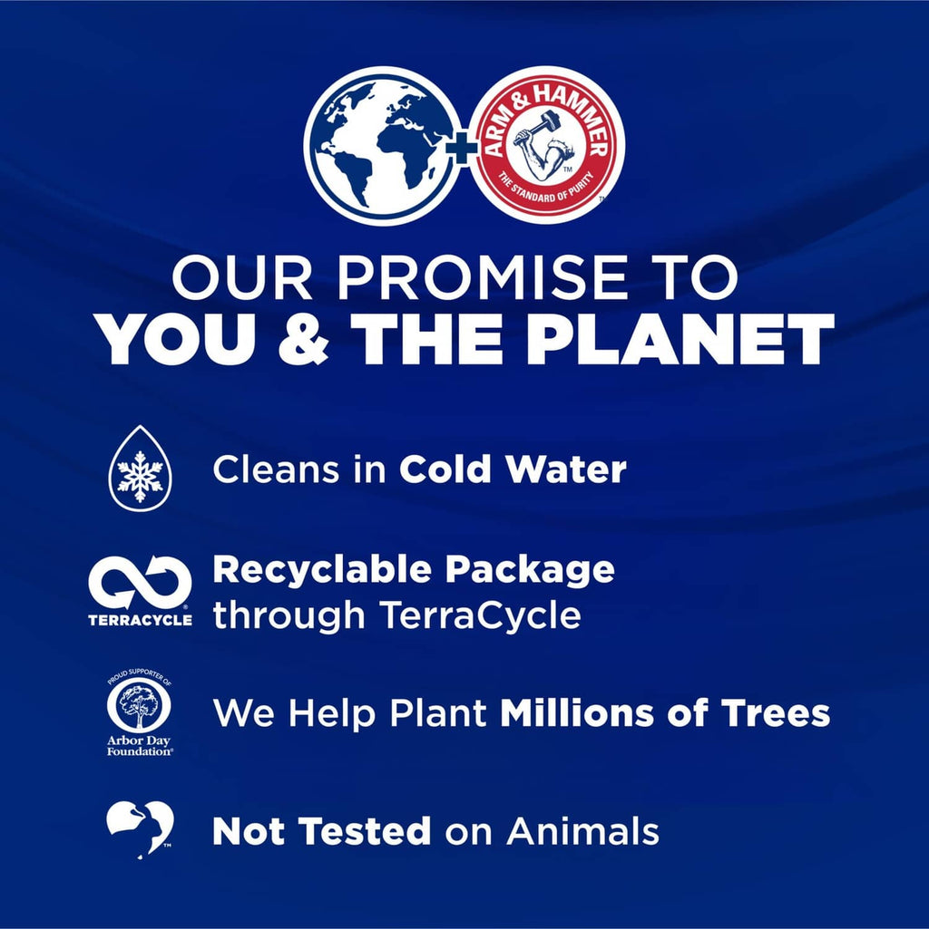 Laundry detergent promise graphic with cold-water cleaning and eco icons.