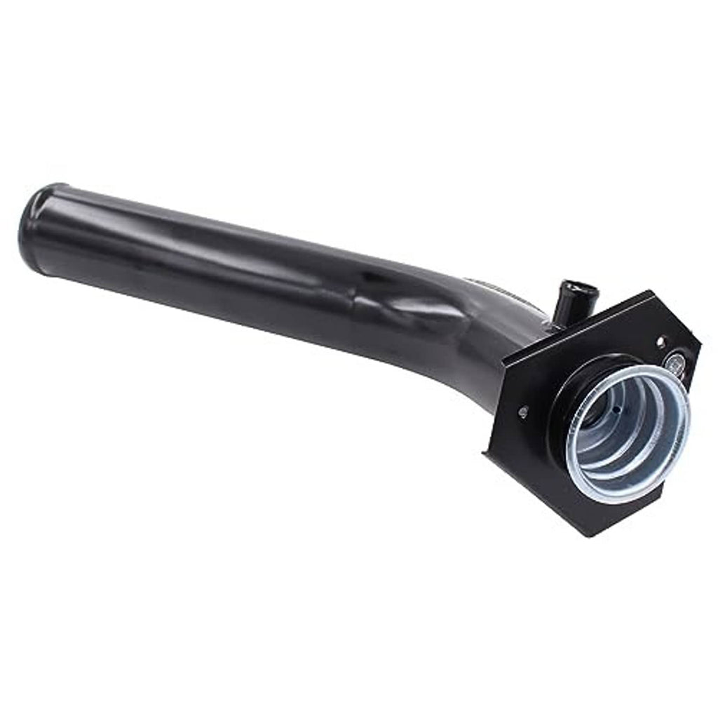 Black fuel filler neck hose with square mounting bracket and circular insert