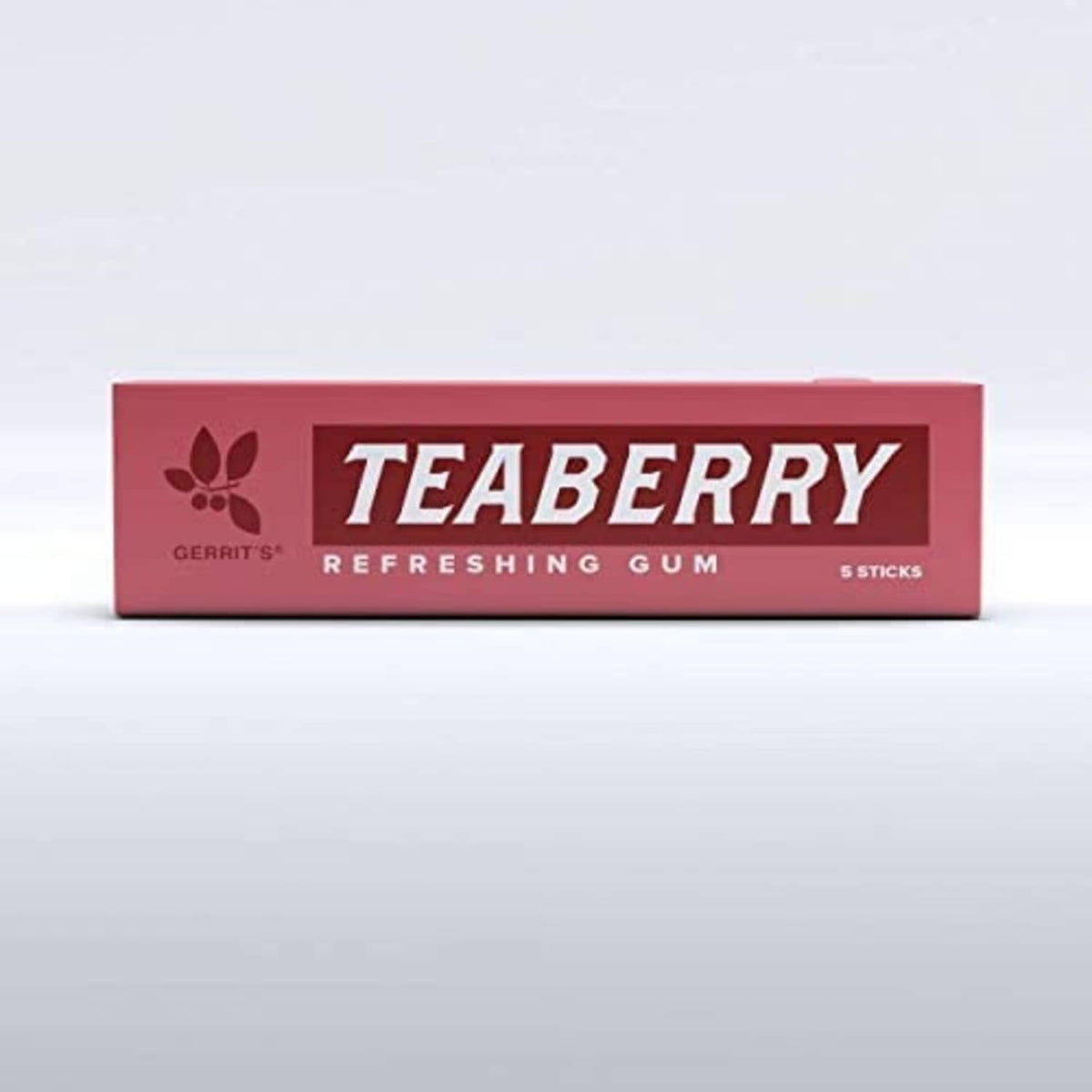 Teaberry refreshing gum, red box labeled 5 sticks